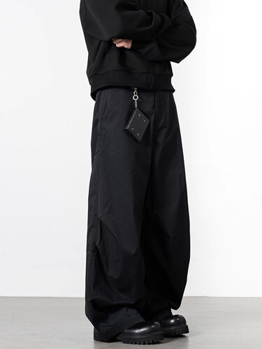 Minimalist American Street Style Bended Knife Straight Leg Loose High-end Casual Scythe Crease Suit Pants