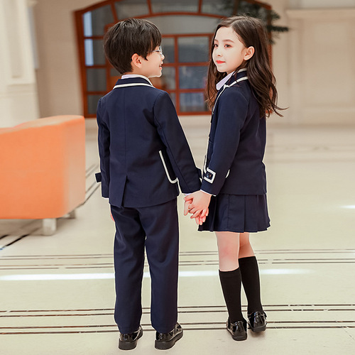 Preschool uniform spring and autumn set British academic style suit set children class uniform primary school uniform three-piece set