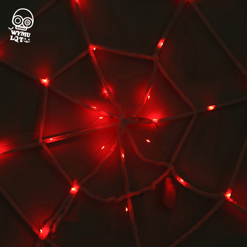 Decoración de Halloween luminosa tela de araña triángulo traje de red diseño de Sitio Grande araña bar decoración Amazon