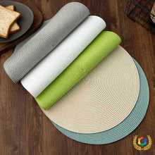 ⇖PP餐垫隔热餐桌垫防水防油跨境亚马逊希音铺货手工编织圆pp西餐