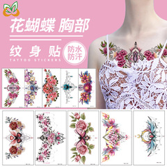 Tattoo Stickers Wholesale Colored Flower Chest Collarbone European and American Scar Covering Waterproof Sexy Flower Arm Temporary Tattoo Sticker