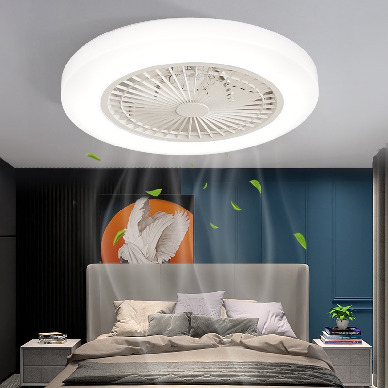 Ventilador de Techo Invisible con Luz PC con Control Remoto, Luz Tricolor para Dormitorio, para Sala de Estar