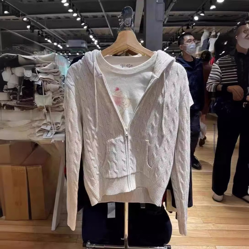 bm Style American Hooded Twist Knitwear Knitwear Top Female bm Sexy Pure Desire Short Cardigan Zipper Jacket Trendy bm Style American Hooded Twist Knitwear Knitwear Top Female bm Sexy Pure Desire Short Cardigan Zipper Jacket Trendy