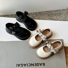 女童百搭时尚小皮鞋2025春秋新款蝴蝶结洋气公主鞋韩版小女孩单鞋
