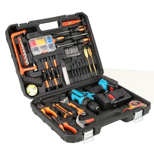 New 124-piece electric drill, impact drill tool box set, household combination set, repair electric drill tool box