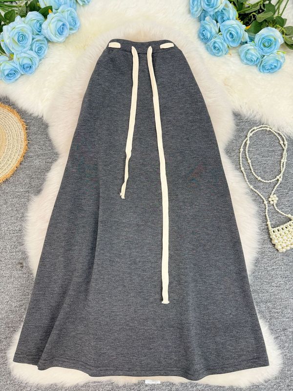 初秋の新しい巾着カジュアルスカート、ファッショナブルで多用途なハイウエストスリムミドル丈スカート、女性用|undefined