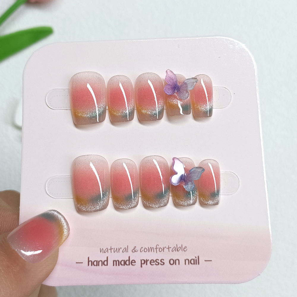 Diez piezas de piezas de uñas de alta calidad hecha a mano, Douyin Xiaohongshu, parche de uñas de venta caliente, armadura de ojo de gato de cristal image 12