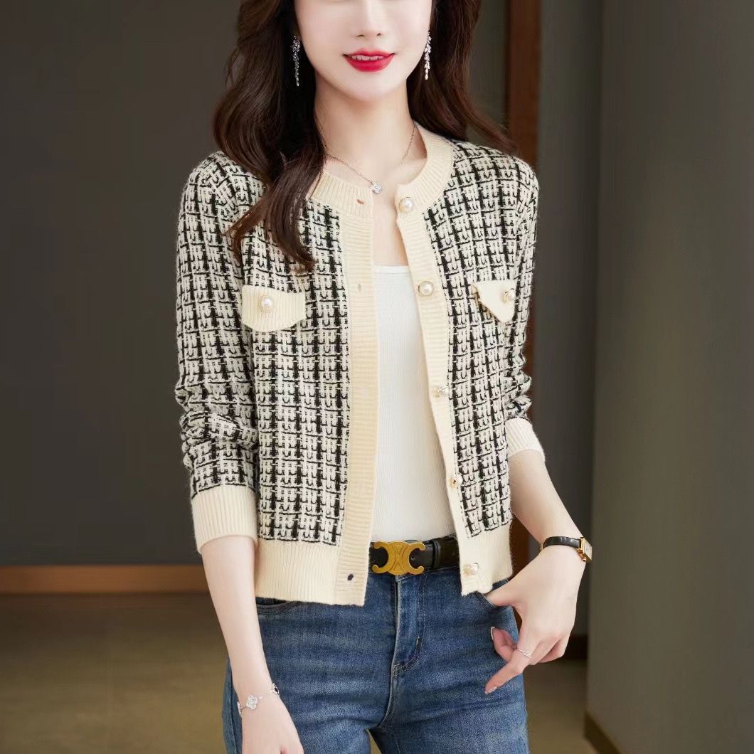 套装外套女士开衫春季年新款短款外穿外搭上衣羊毛衫潮