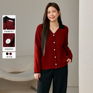 [Fashion Confronting Collar] Slim Show plus size Women's Gentle Style All-match Slim Look Knitted Shirt chubby girl Winter New