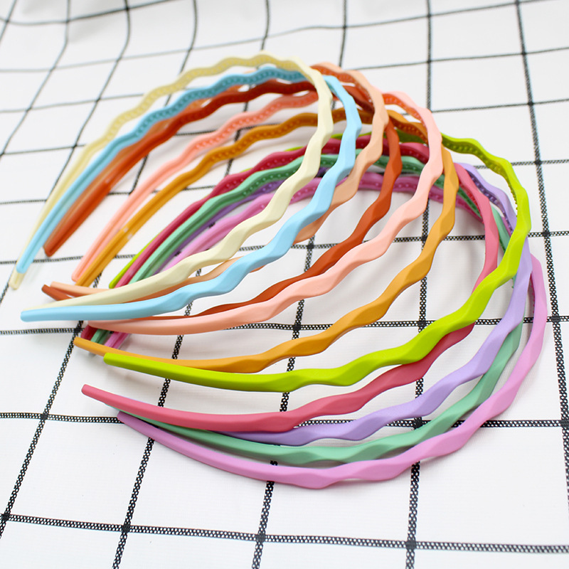 簡約磨砂波浪帶齒發箍多巴胺甜美少女彩色細頭箍固定碎發洗臉頭飾