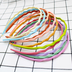 簡約磨砂波浪帶齒發箍多巴胺甜美少女彩色細頭箍固定碎發洗臉頭飾