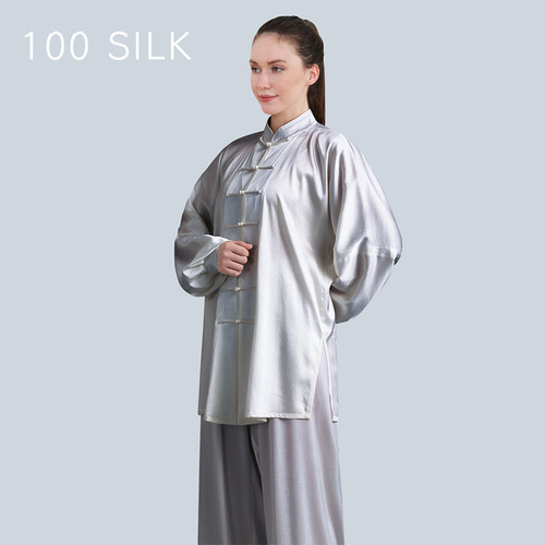 Women's 19mm Silk Taichi Suit Wholesale 100 Mulberry Silk Casual Comfort Morning Exercise Clothes Competition Martial Arts Suit