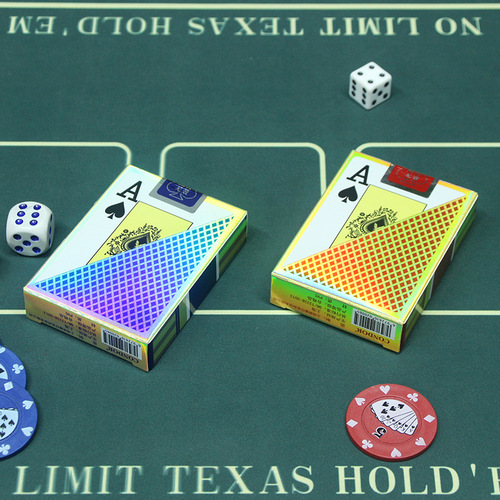 Laser Texas Hold'em Large Character Plastic Poker Double-sided Frosted Waterproof Poker Mahjong Card Room Cross-Border Wholesale