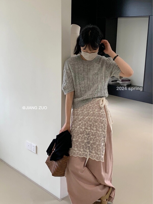 Early Autumn New Korean Style One-Piece Floral Layered Skirt Mesh Skirt Photo Check-In Skirt for Women