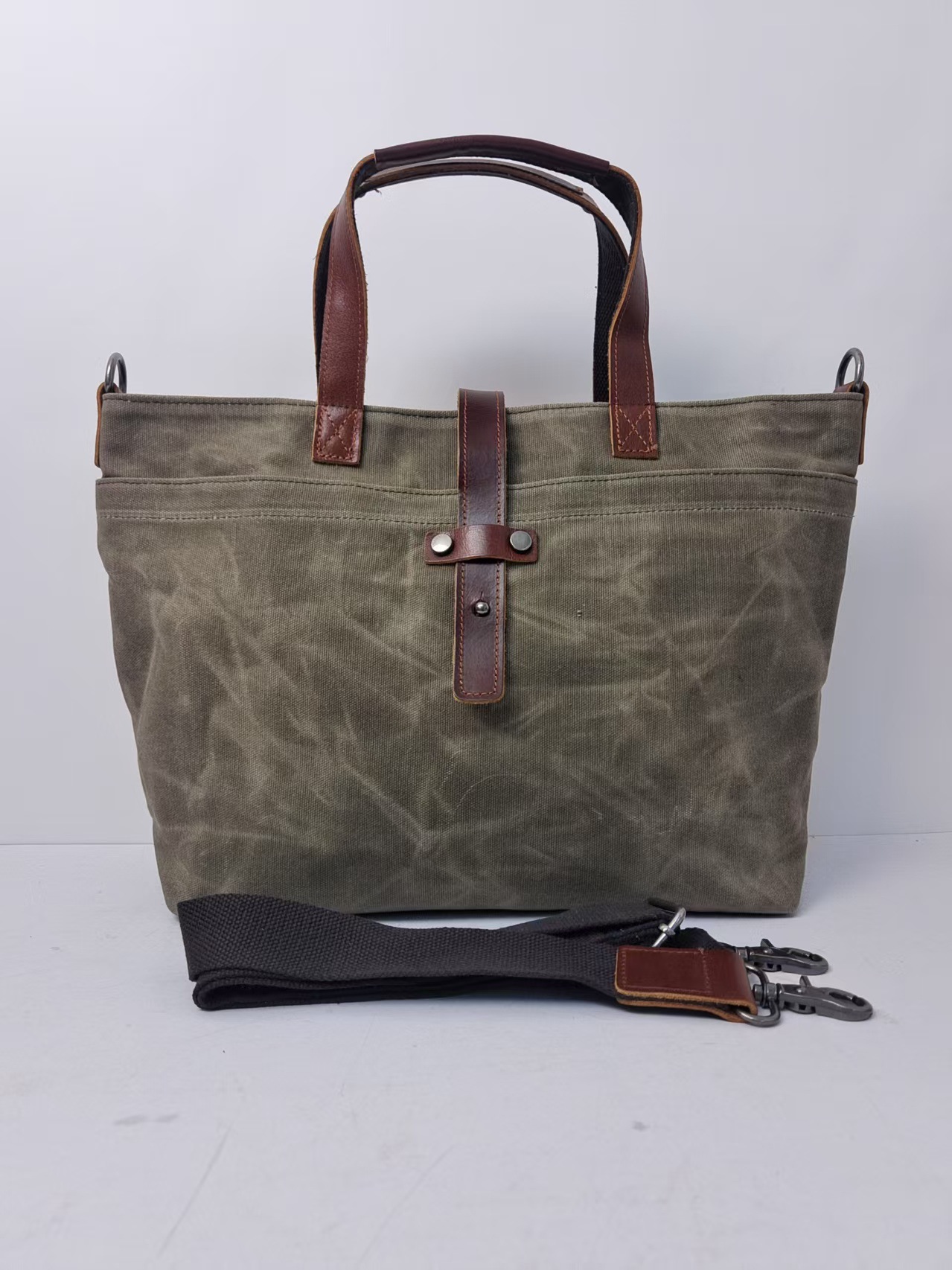 Bolsa de lienzo de cera coreana para hombres y mujeres bolso de mano simple bolso de hombro horizontal plegable bolso de mano retrógrado