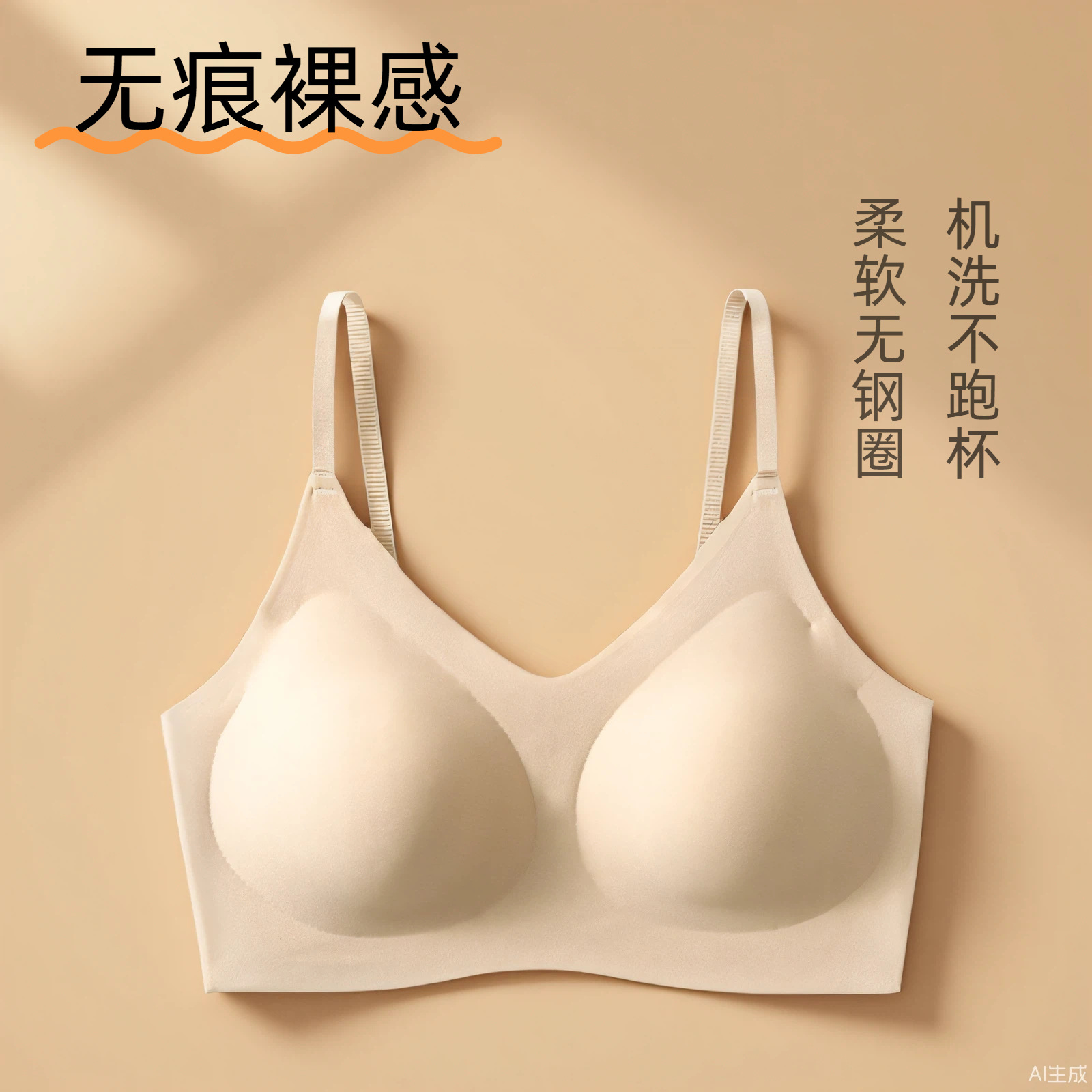 隐形无痕内衣时尚百搭文胸固定杯无钢圈柔软舒适聚拢性感美背女士