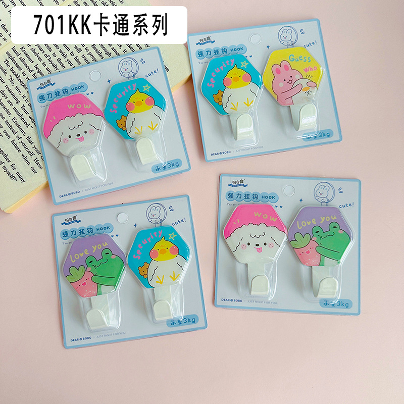 Dibujos animados dos acero inoxidable metal pegajoso gancho estudiante dama fuerte puerta gancho baño gancho rodamiento 3kg