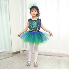 儿童舞蹈服幼儿园表演服新款六一女童拉丁舞爵士舞演出服蓬蓬纱裙