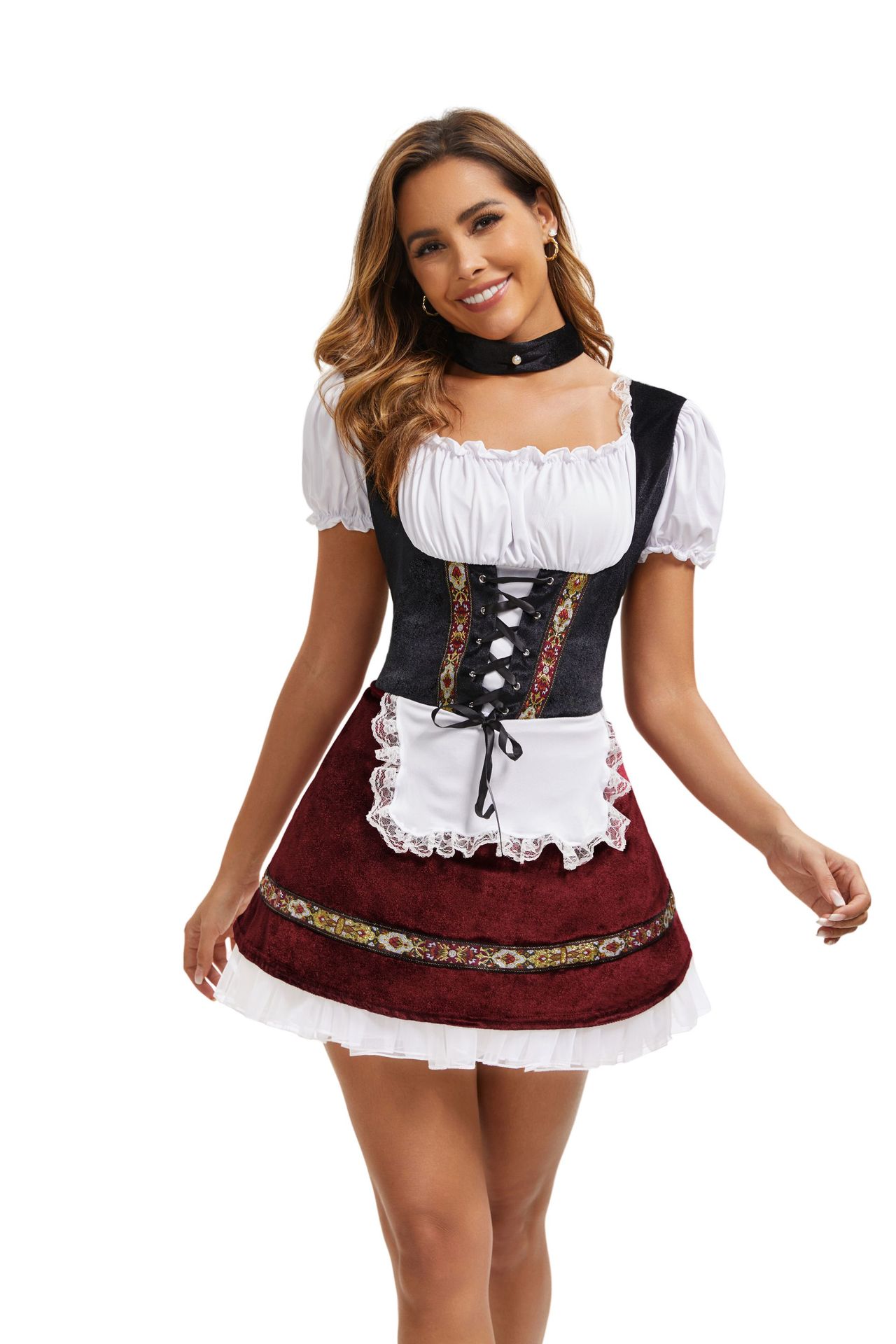 Deutsches Münchner Oktoberfestkostüm, bayerisches Dienstmädchenkleid, Bühnenkostüm_voghion.com
