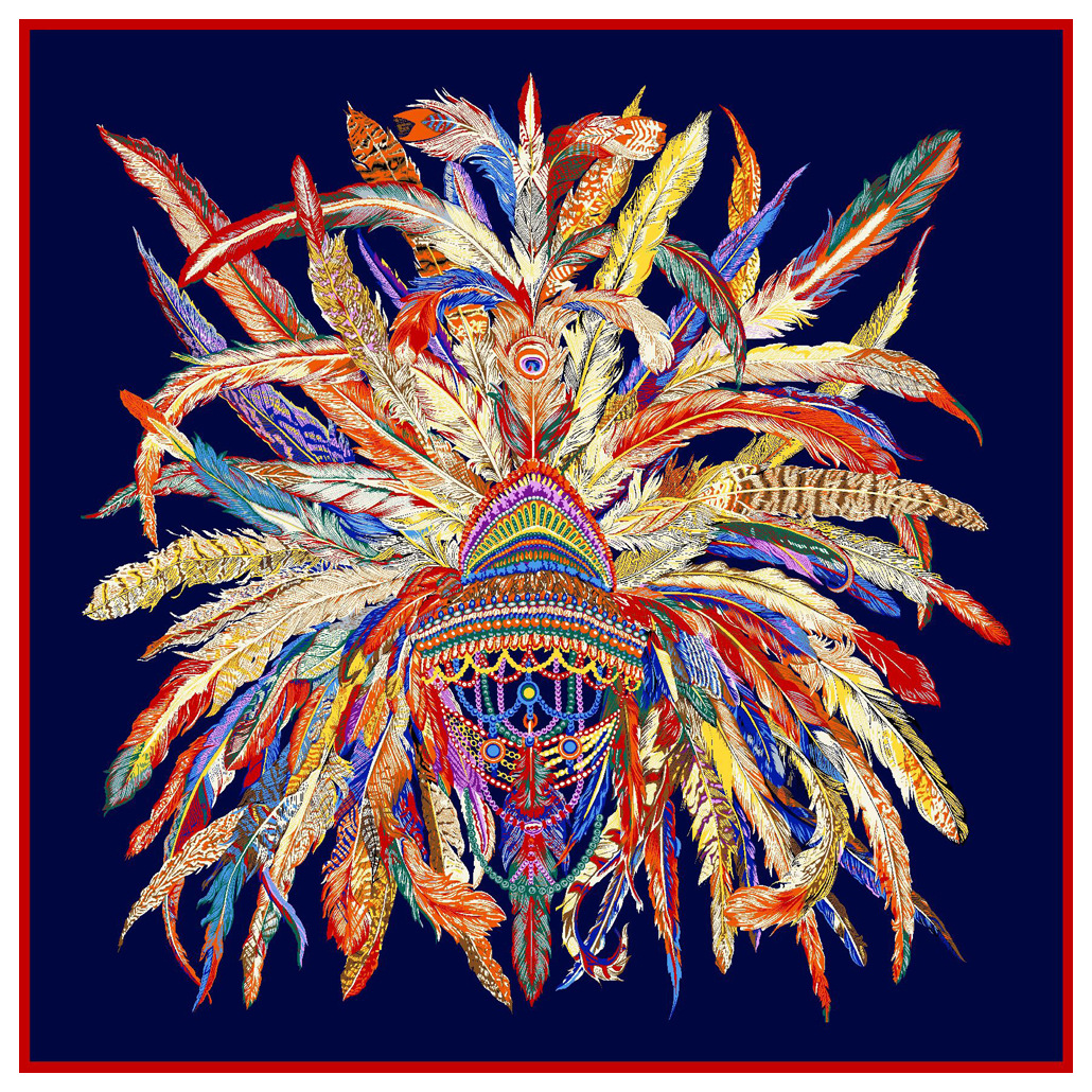 200g Weight Indian Feather Crown Ladies Twill Square Scarf Silk Scarf Shawl Scarf Headscarf