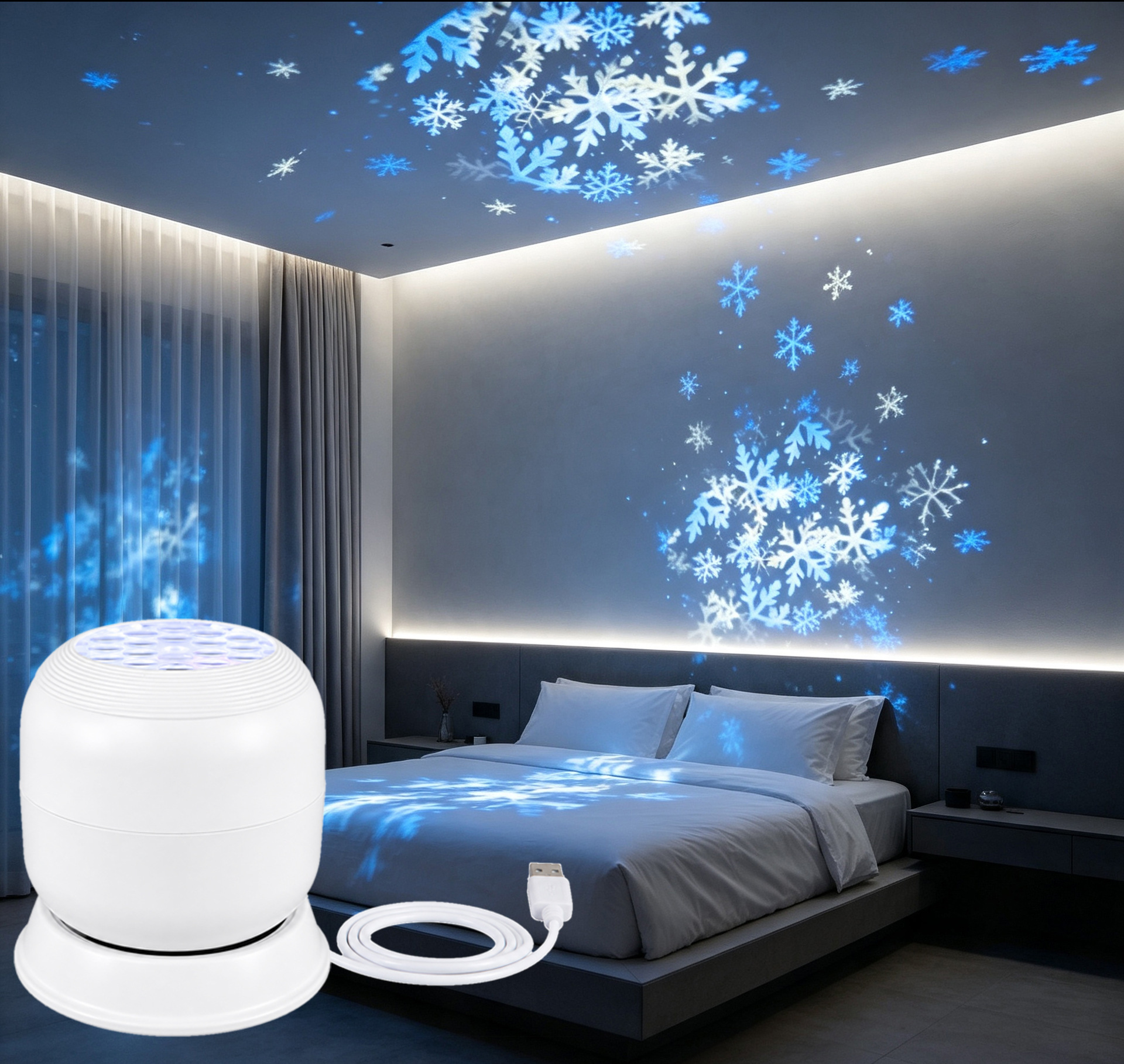 Lámpara Proyectora Nocturna Giratoria de Acrílico con Control Táctil y Luz LED para Dormitorio y Sala de Estar image 10