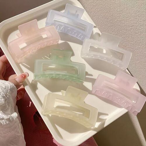 Summer and Autumn Candy Color Square Claw Clip Simple and Versatile Hair Clip for Rear Head Ponytail Hairpin Hair Accessories Shark Clip