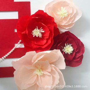 Wedding Room Layout Wrinkle Flower New House Bedroom Living Room Background Wall Three-dimensional Paper Flower Wedding Party Window Decoration Supplies