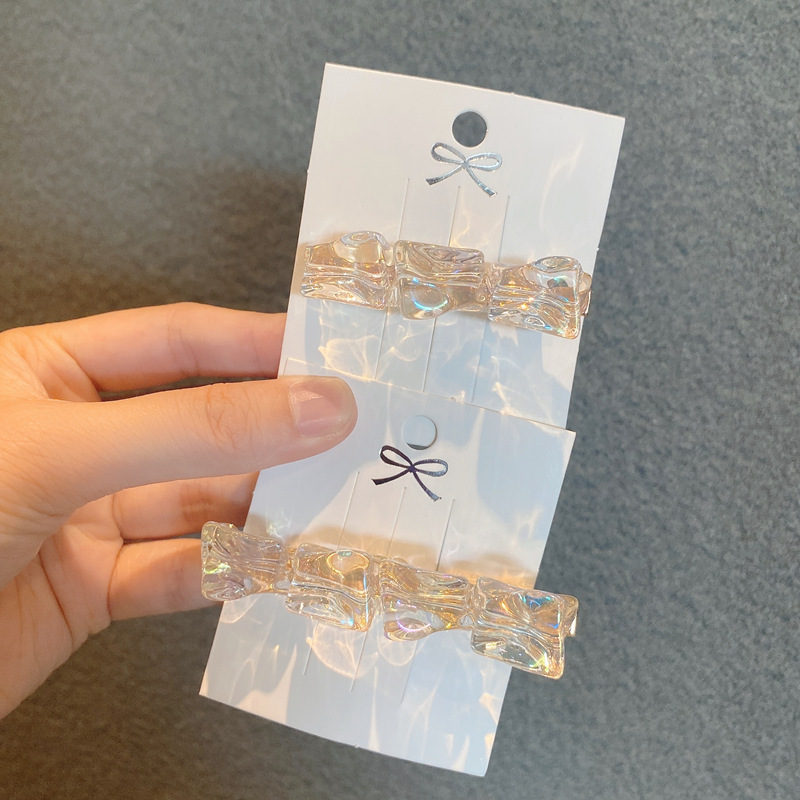 12g Weight Headwear Classification Festival Occasion Heart Pattern Women'S Gender Korean Laser Transparent Ice Cube Hairpin 5