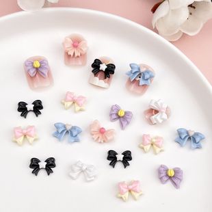 New Bow Nail Art Accessories Double Color Matching Stereo Love Ribbon Bow Resin DIY Nail Accessories