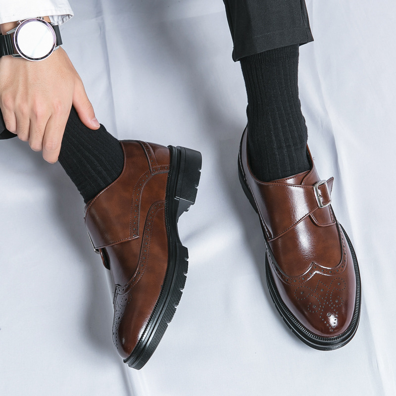 zapatos de cuero casuales para hombres británicos puntuales vestidos de negocios novios casados clubes nocturnos peluqueros coreanos zapatos de hombre de altura