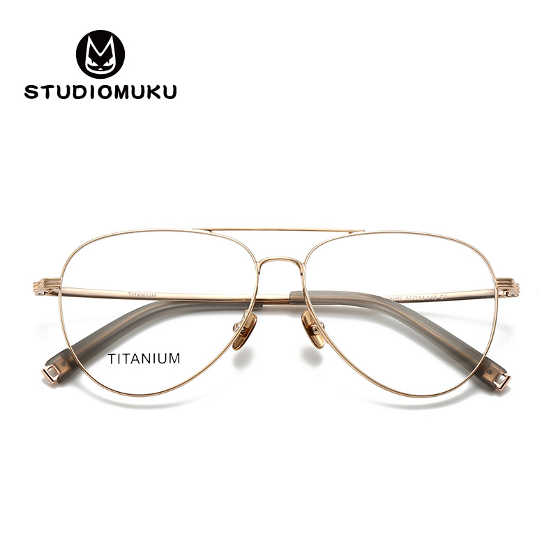STUDIOMUKU gafas de madera clásica estilo de escuela retener retro doble haz marco de gafas de titanio puro marco de gafas