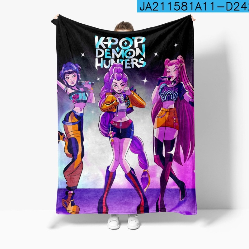 3D新品电影 K-POP 猎魔女团 毛毯午睡毯法兰绒印花保暖|undefined