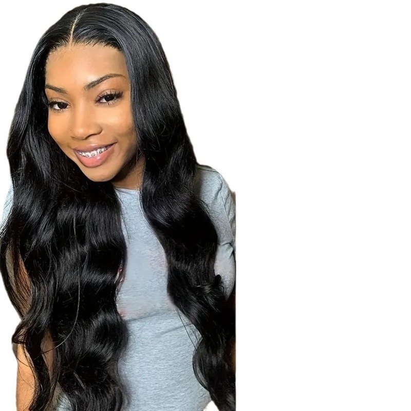 Peluca sintética de cabello sintético con raya frontal, ondas grandes y rizos, estilo africano, la más vendida, con encaje frontal y tocado completo._voghion.com