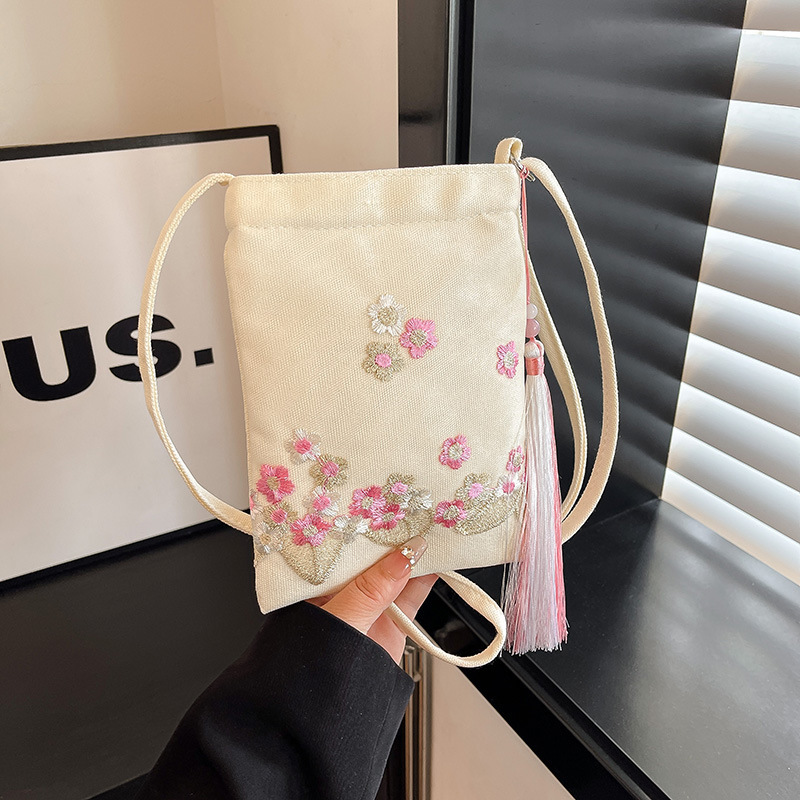 中国風文学ファッション新しいトレンド刺繍キャンバスニッチデザインポータブルクロスボディショルダーバッグ女性のためのシンプルな|undefined