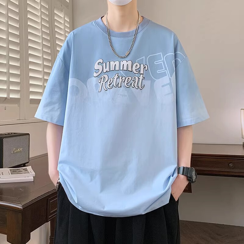 グラデーション半袖tシャツ男の子夏新作ゆるい半袖上着青少年ファッションブランド|undefined