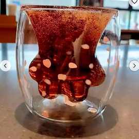网红猫爪高颜值玻璃杯玻璃咖啡杯可爱水杯网红猫爪玻璃杯子咖啡杯