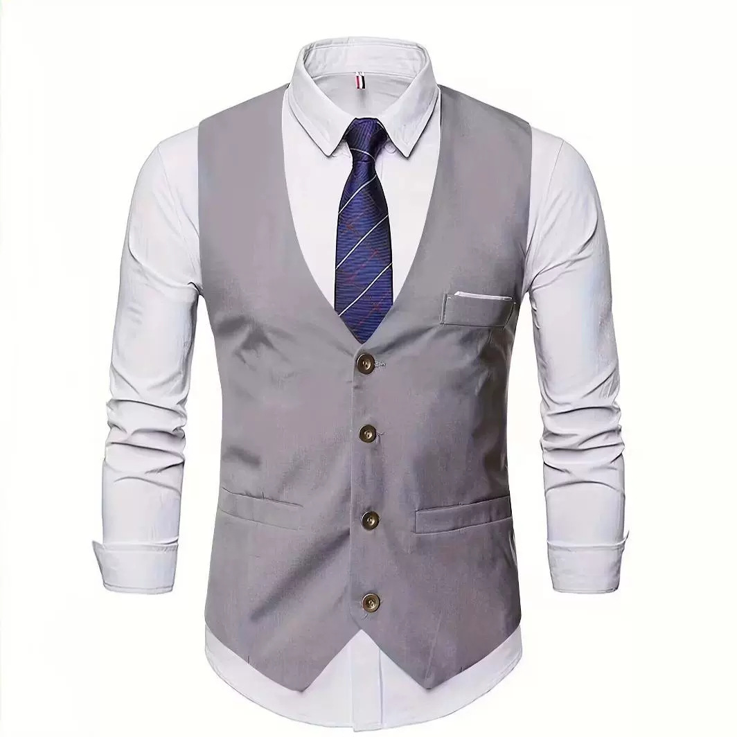 Verano nuevo estilo europeo chaleco de color sólido para hombre chaleco de traje casual de gran tamaño chaleco para hombre chaleco chaleco chaqueta fina