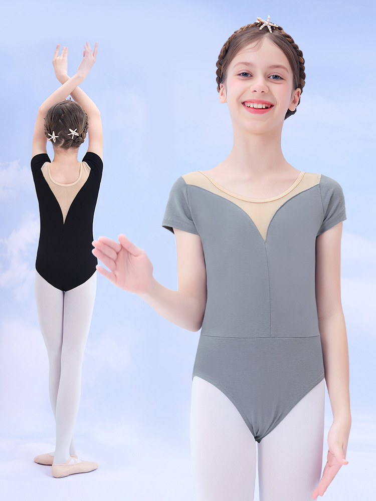 Ropa de baile, ropa de práctica para niños, mono de verano de manga corta con cola de pez para niña, ropa de baile china para niños, ropa para espectáculos