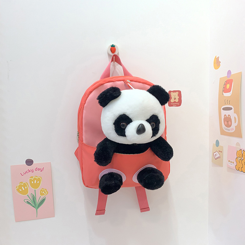 Nueva mochila para niños de dibujos animados lindo panda muñeca mochila de jardín de infantes mochila ligera para niños