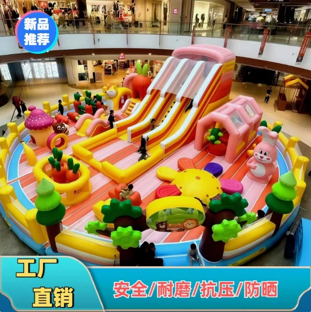 Надувной игровой комплекс для детей: большой новый квадратный батут-замок с горкой для торгового центра, игровая площадка для активного отдыха