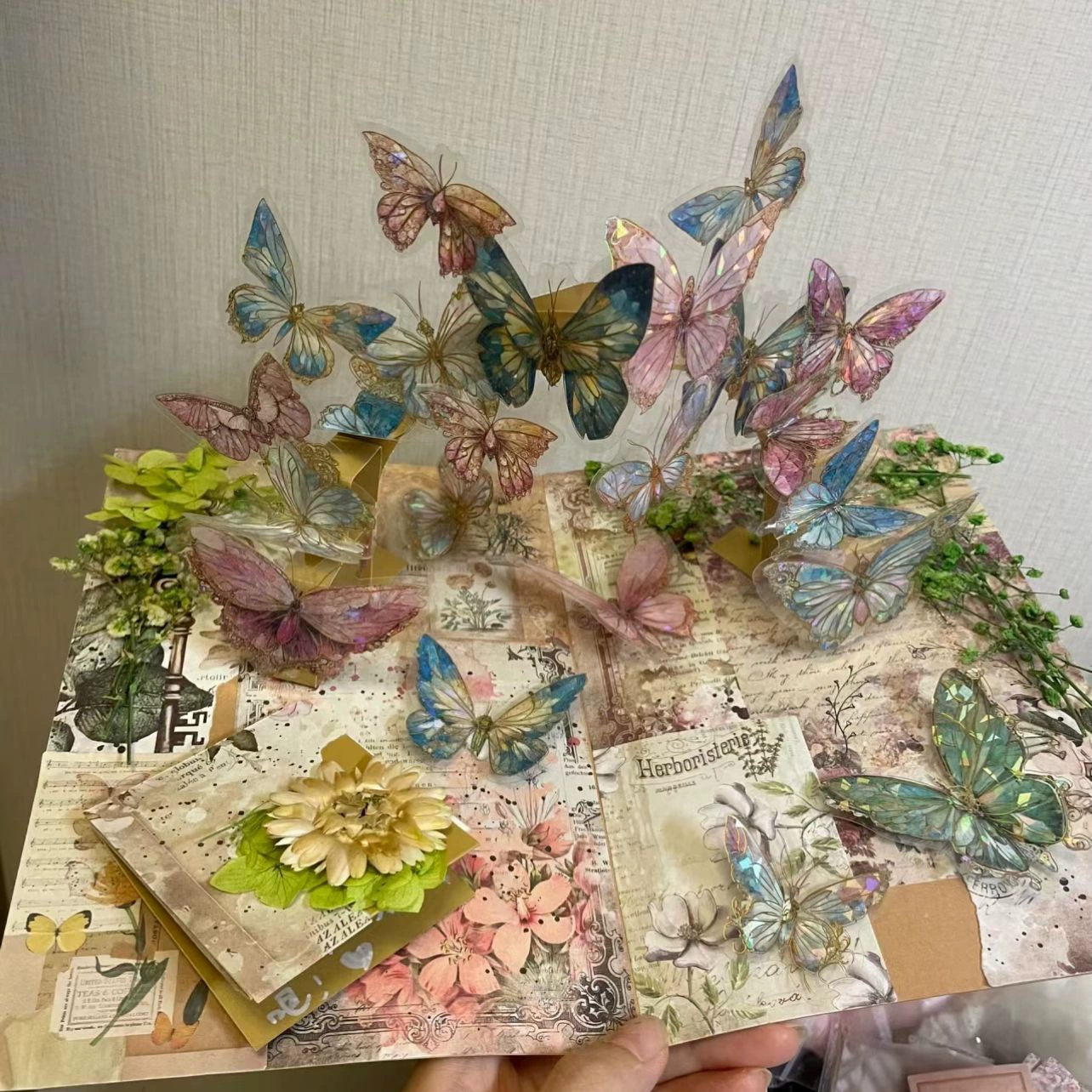 Трёхмерный набор материалов с бабочкой, сумкой, handmade, полный набор