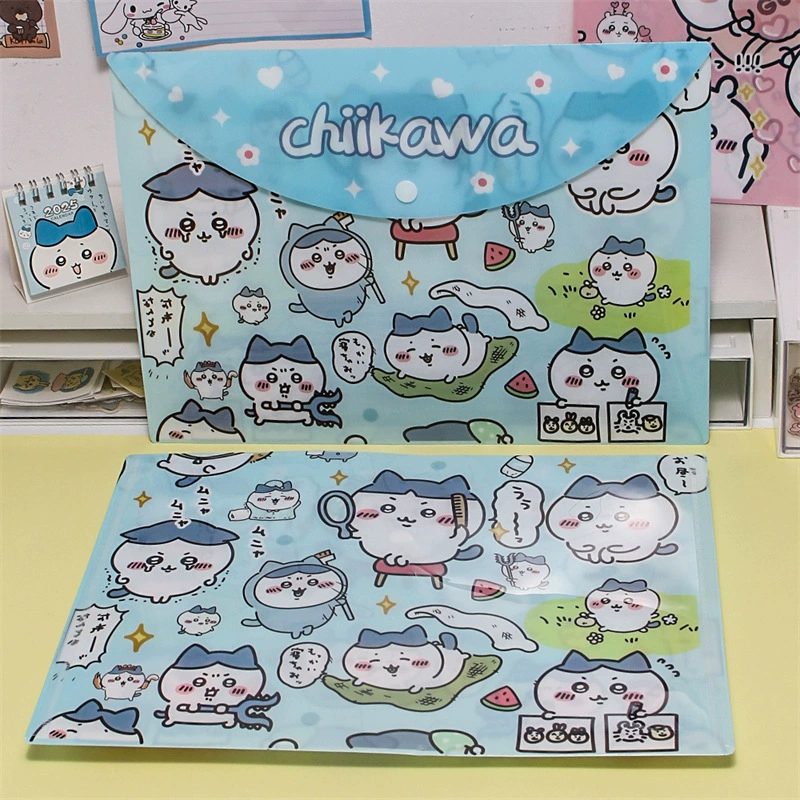 Карман для файлов формата A4 Color Chiikawa Jiyi, сумка для классификации, учебник, спецодежда, бумага для тестов, хранение, застёжка, папка складывающаяся