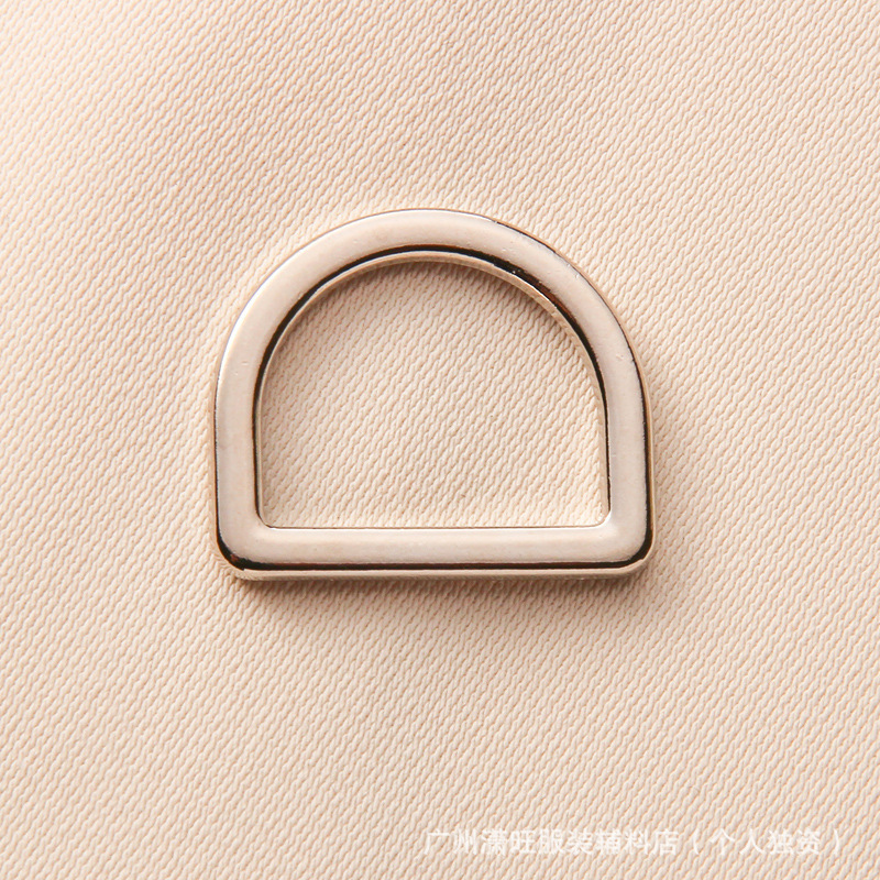 厂家锌合金1寸D扣箱包配件金属D环半圆扣无缝圆线浅金d字扣手袋|undefined