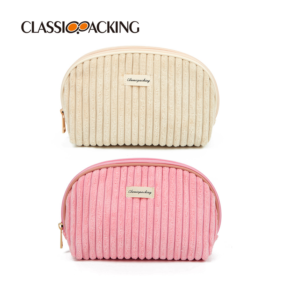 Bolsa de cosméticos de concha de pana al por mayor de fábrica, herramienta de belleza, bolsa de almacenamiento para productos para el cuidado de la piel, embrague multifuncional para mujer