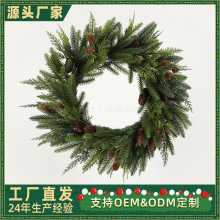 跨境电商同款仿真圣诞藤条松针松果植物装饰家居节日挂件圣诞花环