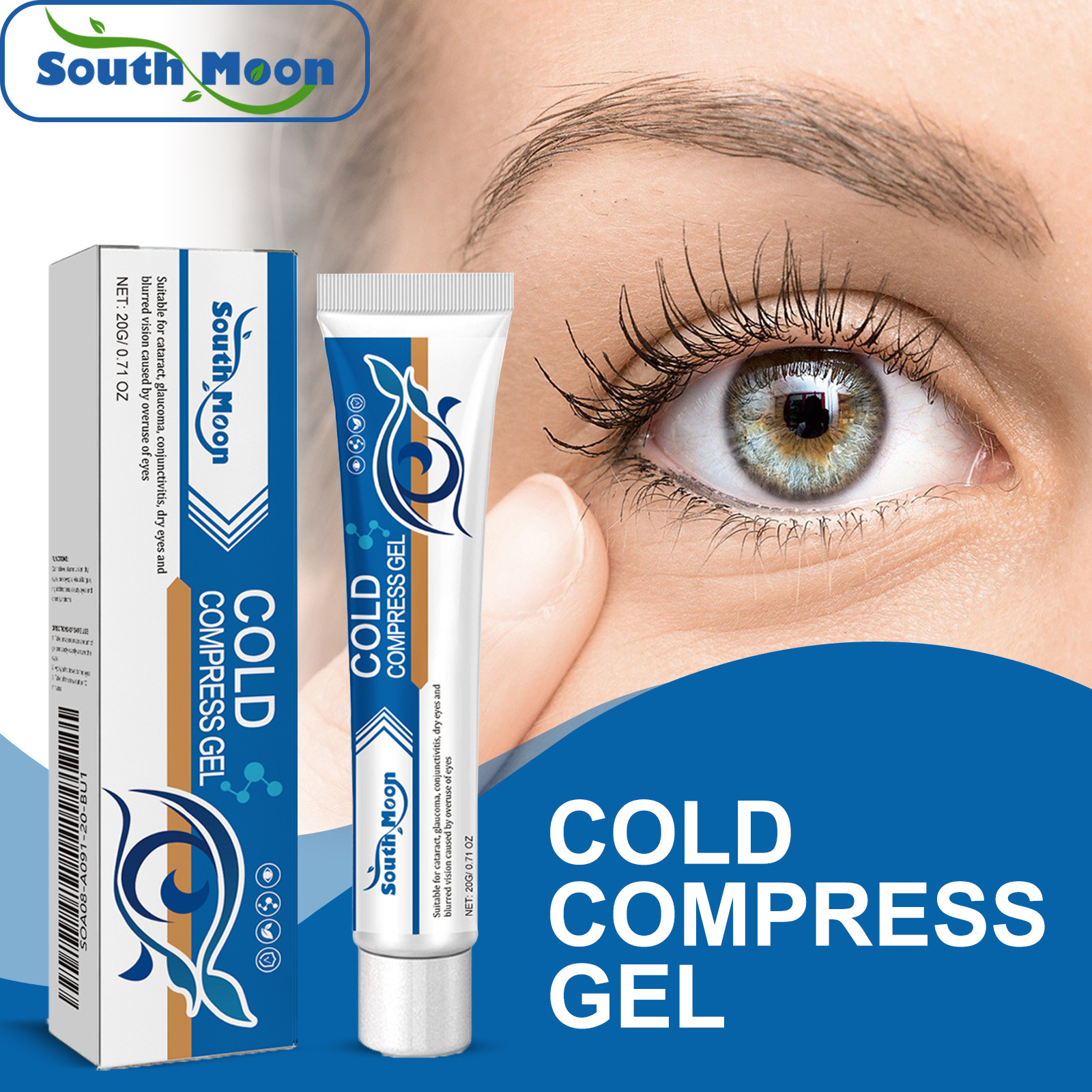 South Moon Eye Cooling Gel, Smooth and Gentle Application Around the Eyes, Moisturizing Care Gel