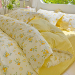 全棉印花四件套100%纯棉床单被套三件套小清新长绒棉床笠床上套件