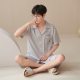 New pajamas men's class 7a antibacterial anti-mite summer short-sleeved shorts pure cotton outerwear suit casual home wear