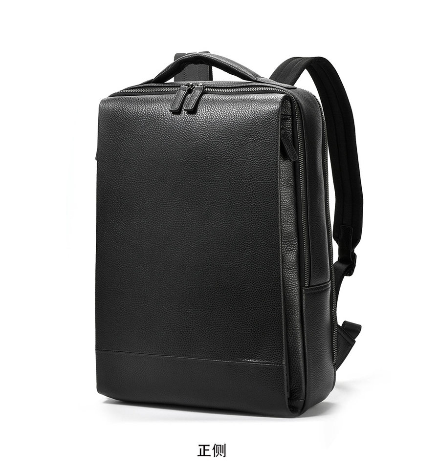 Ba lô nam da bò lớp đầu dung tích lớn đựng laptop 15,6 inch đi công tác — màu đen chi tiết 8