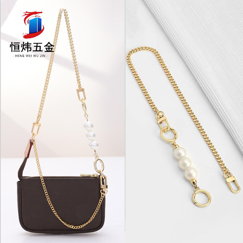 Kouchi shoulder strap presbyopic mini bag chain accessories extension chain bag with pearl chain underarm crossbody handbag chain